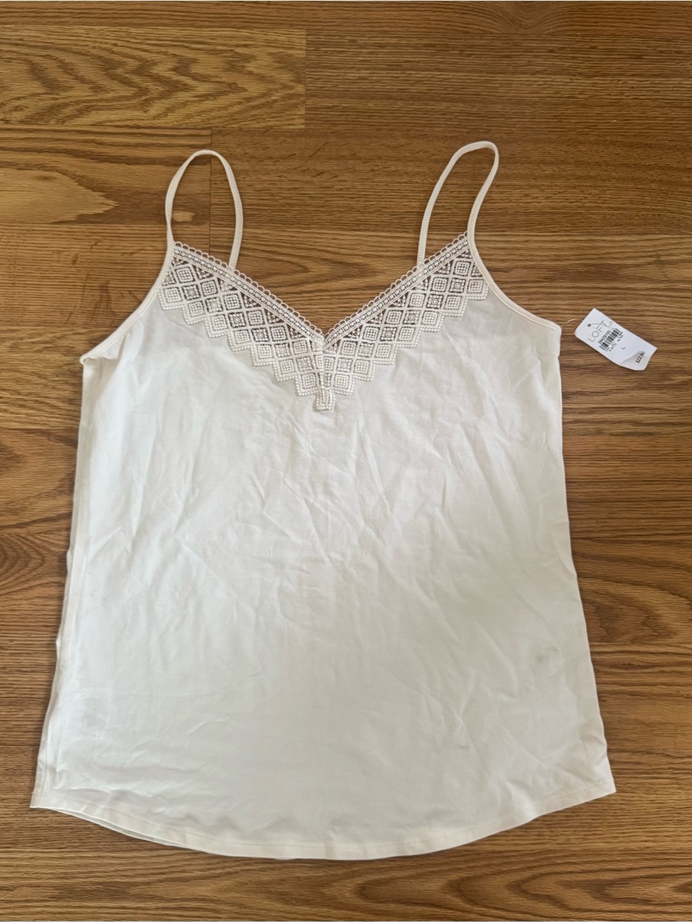 LOFT Lace Trim Cami Tank Top in Ivory - Large - NWT!